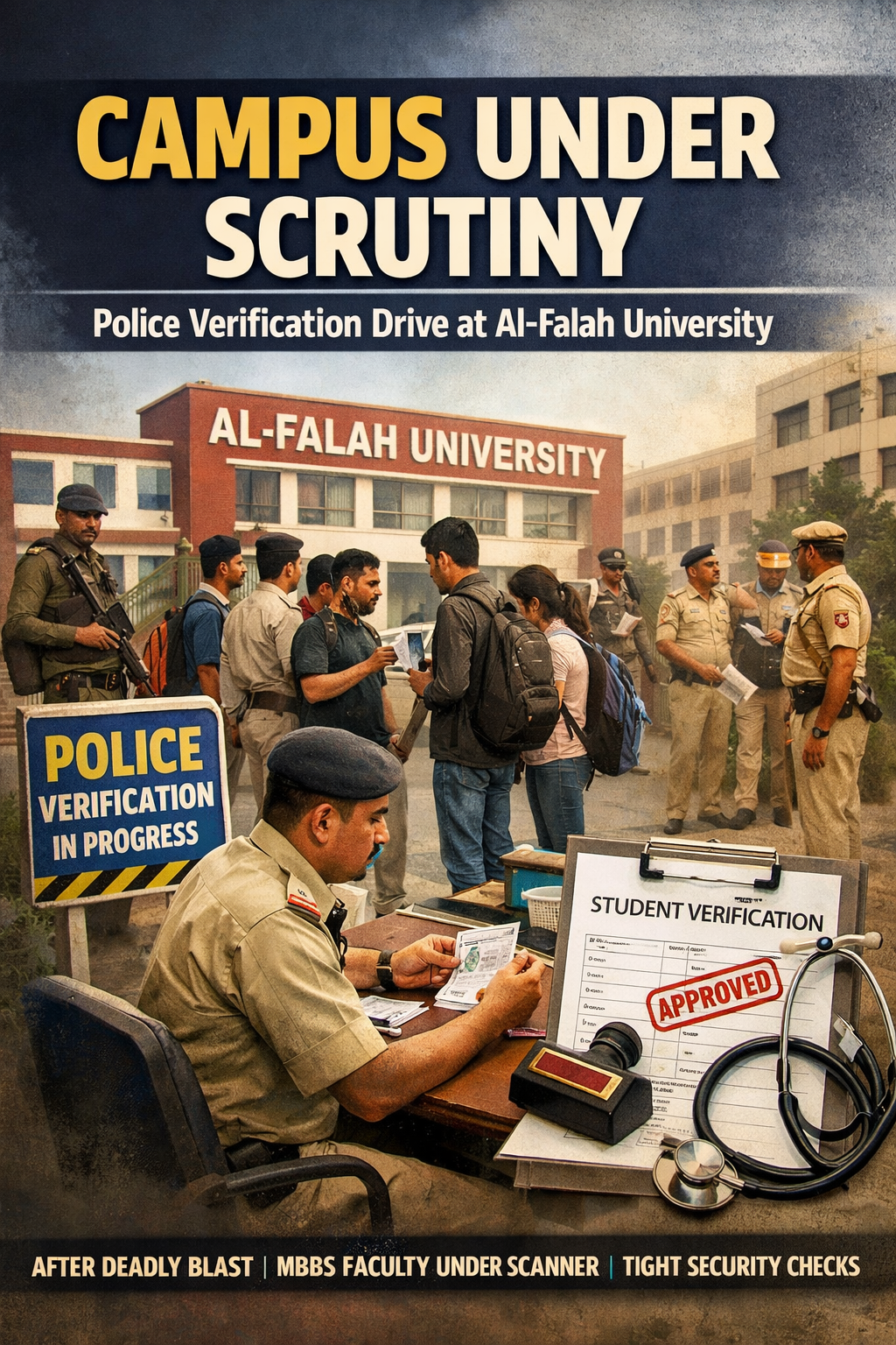 Campus Under Scrutiny: Police Verification Drive at Al-Falah University After Blast Investigation
